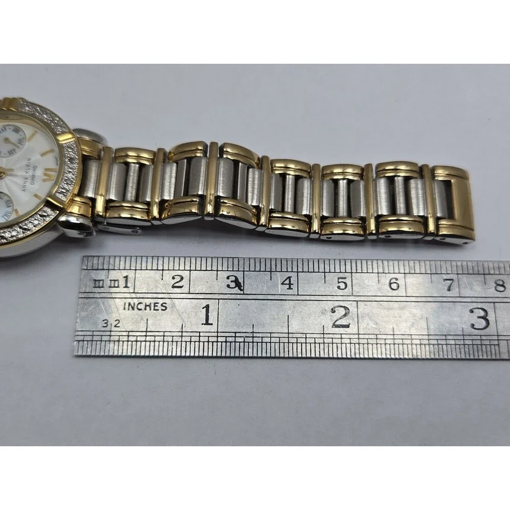 Womens Anne Klein Diamond 30mm Two Tone Mother Of Pearl Dress Watch New Battery